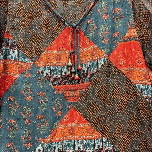 Carole Little Women’s 14 Blouse Top Tunic  Geometric Abstract Bohemian Vintage - Picture 3 of 6